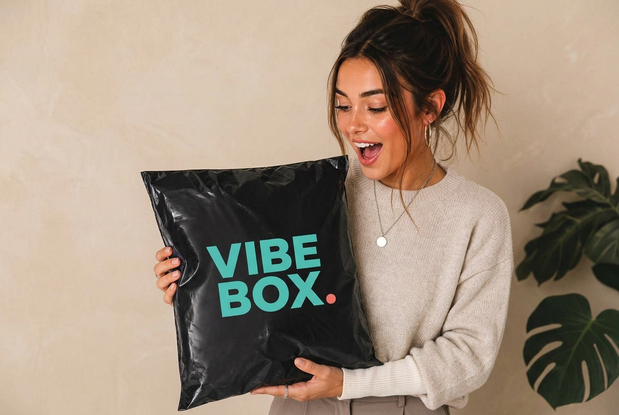 Chica sosteniendo una Bolsa Vibe sorpresa